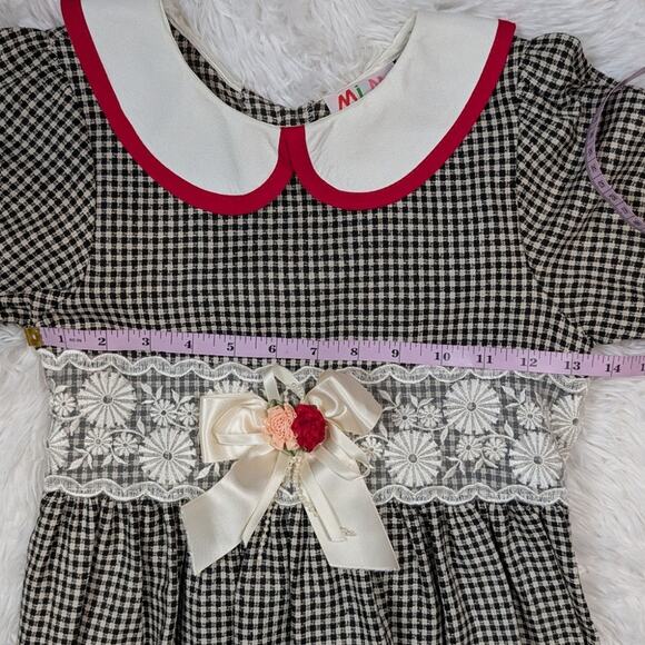 Vintage Mimi Fashion USA Girls Gingham Dress with Matching Bonnet Size 10 - Picture 5 of 13
